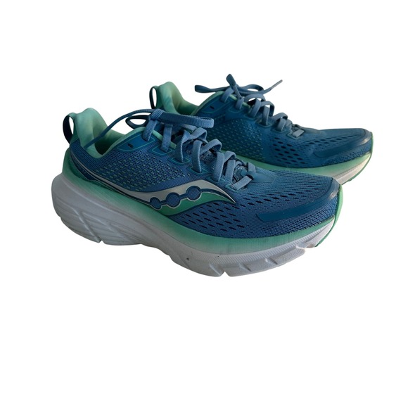 Saucony Guide 17 Cushioned Running Shoes Size 7 Blue Green Road Track Athletic - Picture 1 of 10